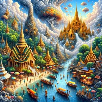 Primary subject: A beautifully illustrated scene of a city with a river flowing through it, surrounded by buildings and a castle.

Setting/background: The city is situated in a lush, green environment, with a castle in the background and a river flowing through the city.

Visual style: The image is a digital art illustration, featuring intricate details and vibrant colors.

Colors and mood: The colors in the image are predominantly warm and earthy tones, creating a serene and inviting atmosphere.
